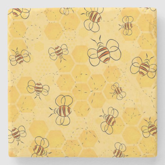 Süße Honigbienen summen Steinuntersetzer (Vorderseite)