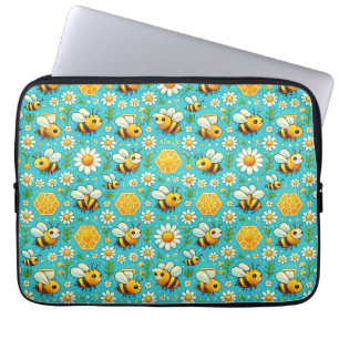 Süße Honigbienen und Gänseblümchen Laptopschutzhülle