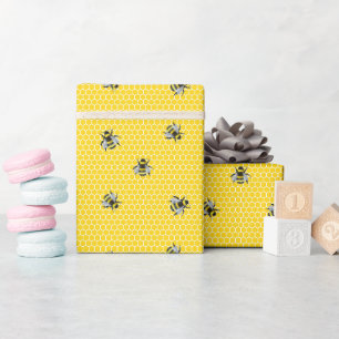 Süße Honigwaben-Biene Gelbe Babyparty Geburtstag Geschenkpapier