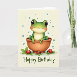 Süße Hoppy-Geburtstags-Frosch-Topf-Karte Karte