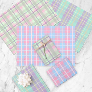 Süße hübsche Pastell-Geburtstags-Party-Karomuster Geschenkpapier Set