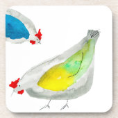 Süße Hühner Aquarell Getränkeuntersetzer (Vorderseite)