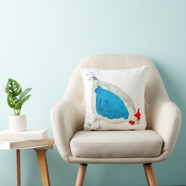 Süße Hühner Aquarell Kissen (Stuhl )