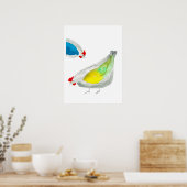 Süße Hühner Aquarell-Kunst Poster (Küche)