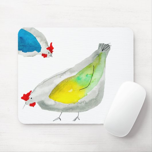 Süße Hühner Aquarell Mousepad (Mit Mouse)