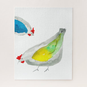 Süße Hühner Aquarell Puzzle