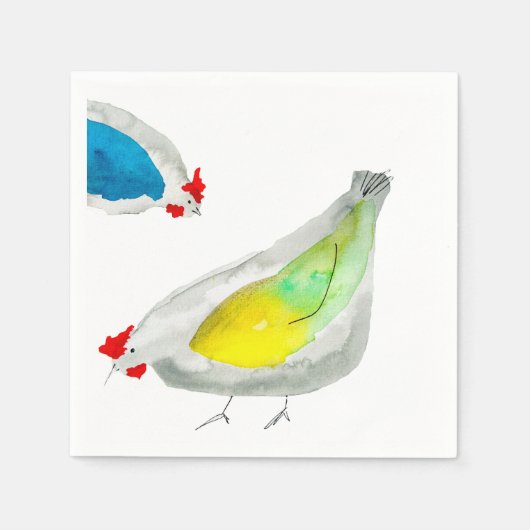 Süße Hühner Aquarell Serviette (Vorderseite)