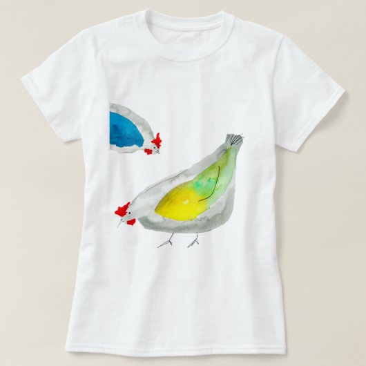 Süße Hühner Aquarell T-Shirt (Design vorne)