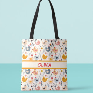 Süße Hühner auf dem Bauernhof Personalisiert Tasche
