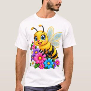 Süße Hummel & Farbige Blumen – Niedliche Biene T-Shirt