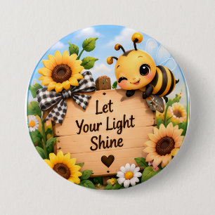 Süße Hummel Lass Dein Licht Scheinen Sonnenblumen Button