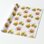 Süße Hummel-Mutter & Babybiene  Geschenkpapier (Ungerollt)