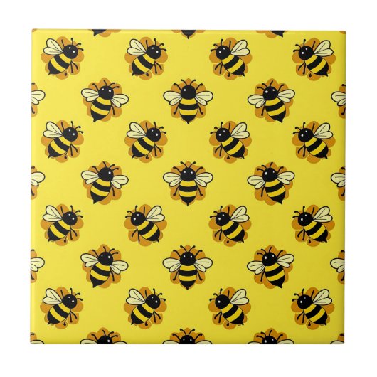 Süße Hummel-Sommer-Muster Fliese (Vorderseite)
