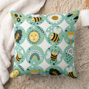 Süße Hummel und Regenbogen-Kinderzimmer Kissen