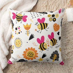 Süße Hummel und Regenbogen-Kinderzimmer Kissen