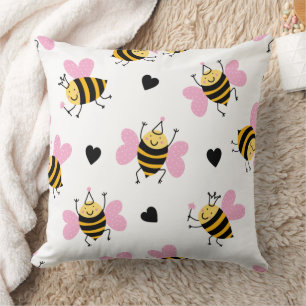 Süße Hummel und Regenbogen-Kinderzimmer Kissen