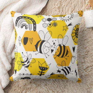 Süße Hummel und Regenbogen-Kinderzimmer Kissen