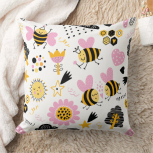 Süße Hummel und Regenbogen-Kinderzimmer Kissen