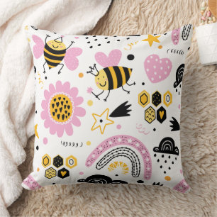 Süße Hummel und Regenbogen-Kinderzimmer Kissen