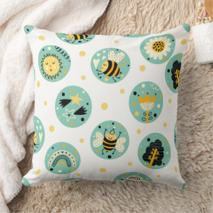 Süße Hummel und Regenbogen-Kinderzimmer Kissen