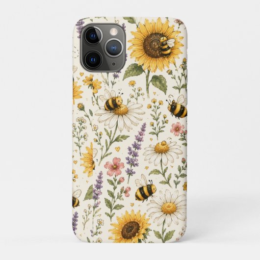 Süße Hummel- und Wildblumenmuster Case-Mate iPhone Hülle (Rückseite)