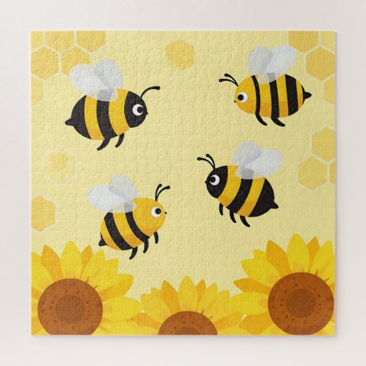 Süße Hummeln Sonnenblumen Wabenmuster Puzzle (Vertikal)
