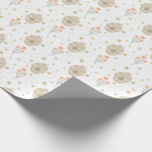 Süße Hummeln und Blumen Geschenkpapier