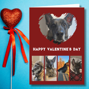Süße Hund-Foto-Collage, einfaches rotes Valentinst Karte