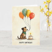 Süße Hund Geburtstagsszene Karte (Gelbe Blume)