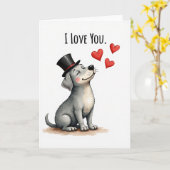 Süße Hund Ich Liebe Dich Karte (Gelbe Blume)