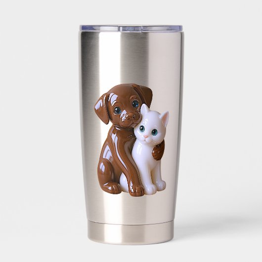 Süße Hund-Katz-Begleiter Thermobecher (Rückseite)