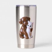 Süße Hund-Katz-Begleiter Thermobecher (Vorderseite)