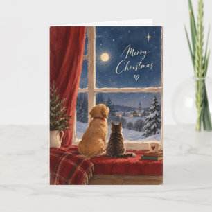 Süße Hund und Katze Winter Grußkarte Karte