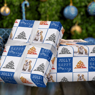 Süße Hund Welpe Haustier Typografie Weihnachtsbaum Geschenkpapier