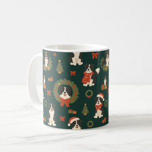 Süße Hunde Border Collie Weihnachtsmuster Feiertag Kaffeetasse