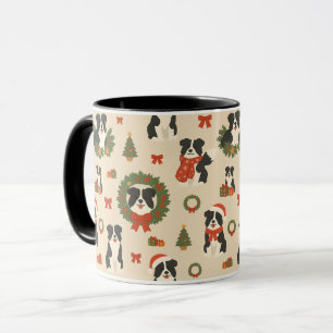 Süße Hunde Border Collie Weihnachtsmuster Urlaub Tasse