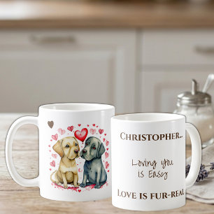 Süße Hunde, die dich lieben, personalisierter Name Kaffeetasse