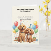 Süße Hunde Geburtstagsfeier Karte (Gelbe Blume)