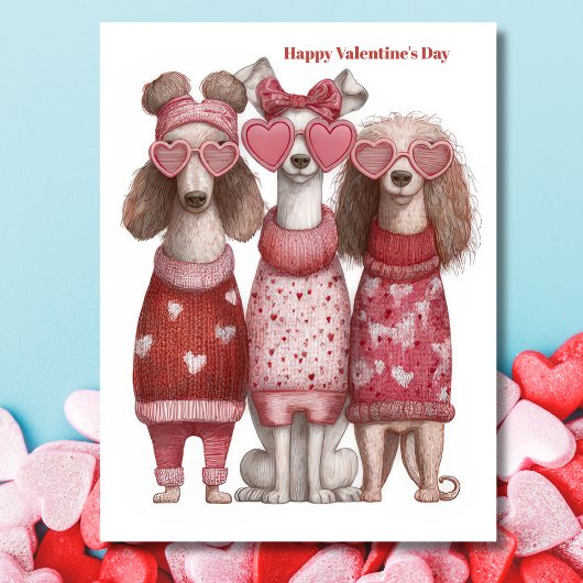 Süße Hunde-Herzen-Pullover Valentinstagskarte  Postkarte