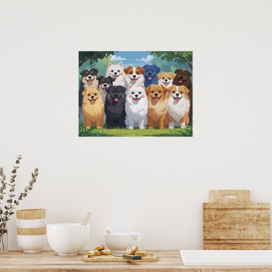 Süße Hunde Hintergrund Poster (Küche)