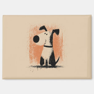 Süße Hunde-Illustration – Minimalistische Cartoon- Magnet