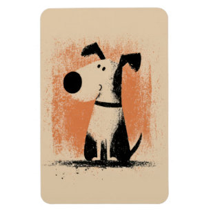 Süße Hunde-Illustration – Minimalistische Cartoon- Magnet