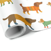 Süße Hunde in Pullovern Geschenkpapier (Rolleneckpunkt)