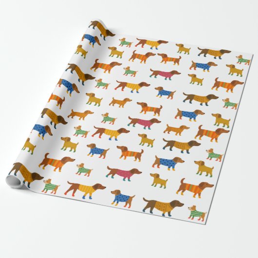 Süße Hunde in Pullovern Geschenkpapier (Ungerollt)