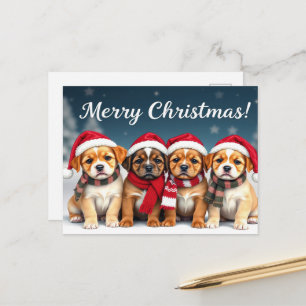 Süße Hunde mit Weihnachtsmannmützen Hundeliebhaber Postkarte