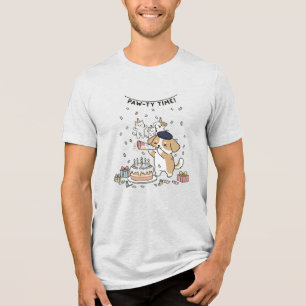 Süße Hunde-Party-Time-Geburtstagsfeier-Grafik Tri-Blend Shirt