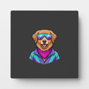 Süße Hunde-Sonnenbrille Retro-Neon-Kunst_1 Fotoplatte