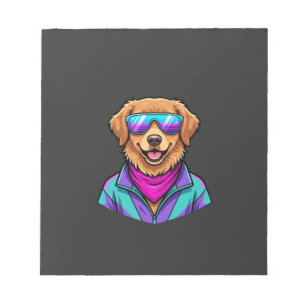 Süße Hunde-Sonnenbrille Retro-Neon-Kunst_1 Notizblock