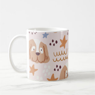 Süße Hunde, Sterne, Linien: nahtloses Vintage-Must Kaffeetasse