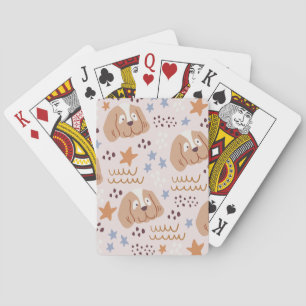 Süße Hunde, Sterne, Linien: vintage nahtlos Spielkarten